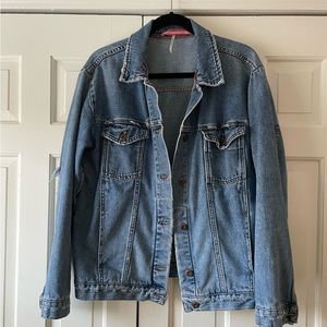Free people oversized Ramona trucker jean jacket in southbank wash denim